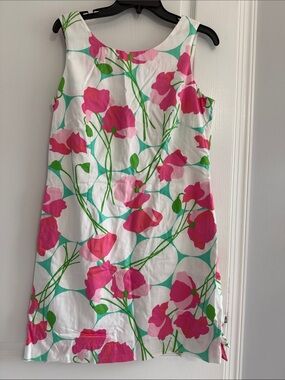 Lilly Pulitzer White Dress with Pink & Green Floral Print